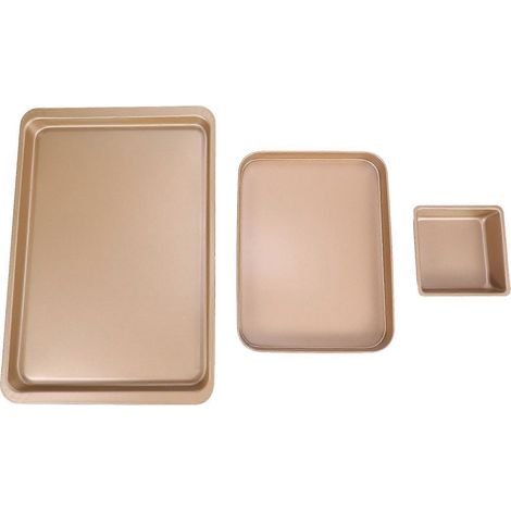 Backblech-Set, professionelle Antihaft-Ausstechformen, rechteckige Kuchenform für den Backofen, 3-teilig (1/5)