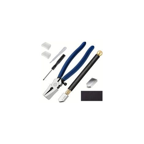 Kit de vitrail : pinces robustes pour verre + crayons coupe-verre professionnels avec embout interchangeable pour mosaïque et carrelage (1/5)