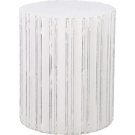Tavolino dalla forma cilindrica in MDF bianco crema 45 cm Deuli