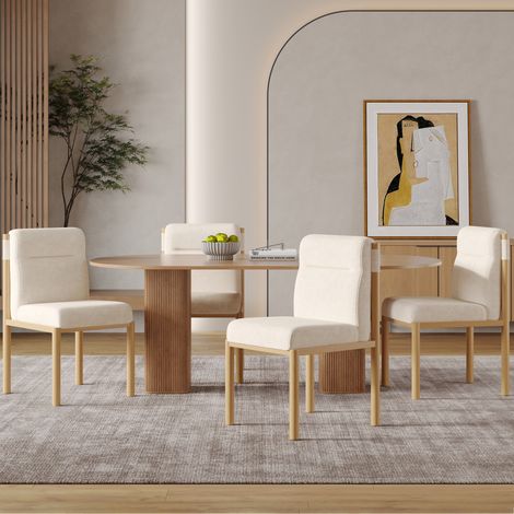 Set 2 sedie imbottite in Sherpa beige per sala da pranzo OKMYHOME (1/5)