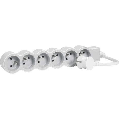 LEGRAND - Rallonge multiprise extra-plate avec 6 prises de courant avec terre avec cordon 1,5m - blanc et gris clair