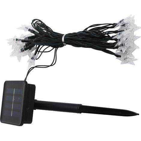 5 m lange Solar-LED-Lichterkette mit 8 Leuchtmodi, Sternform, warmweiß, für Gartenpartys (1/5)