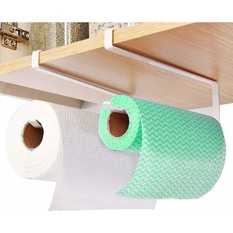 2 Pièces Support Essuie Tout, Porte Rouleau De Cuisine, Porte Essuie Tout Cuisine, Support pour Rouleau De Papier sans Perçage, sans Poinçon Porte Sopalin Mural Postuler à Cuisine, Salle De Bain-Blanc (1/5)