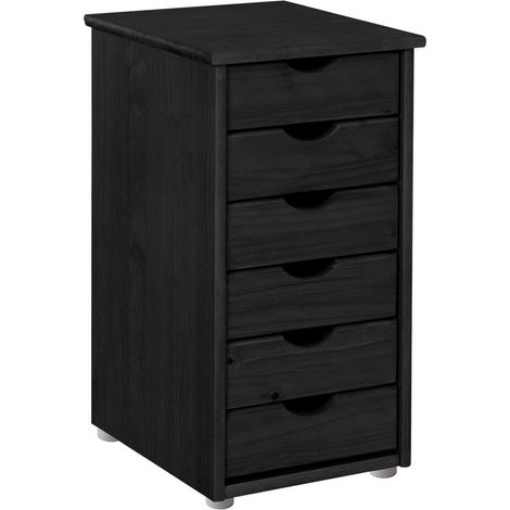 Gava Commode avec 6 tiroirs en pin noir (1/5)
