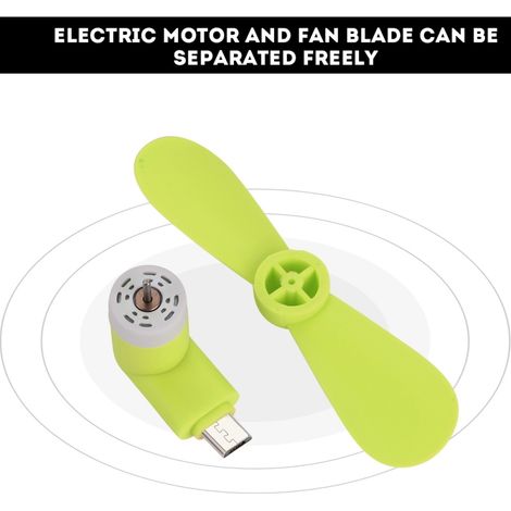 Mini ventilador portátil micro USB ultrasilencioso para smartphones Android OTG (verde)