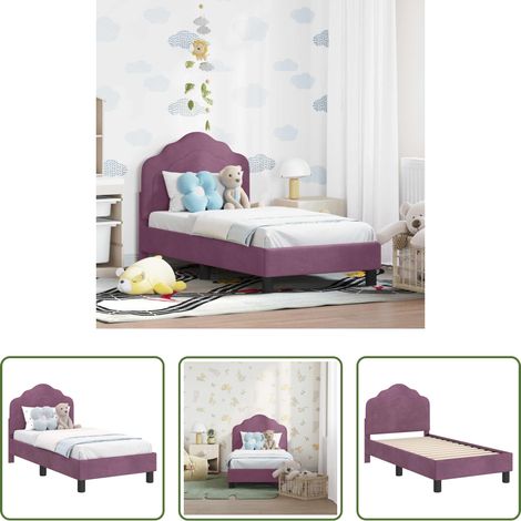 vidaXL Bettgestell mit Kopfteil - Kinderbettgestell mit Kopfteil Lila 70 x 140 cm Samt (1/5)