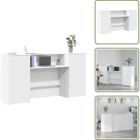 Comptoir de caisse - vidaXL Bureau de réception blanc 200x50x103,5 cm bois d'ingénierie - Armoire de rangement (1/5)
