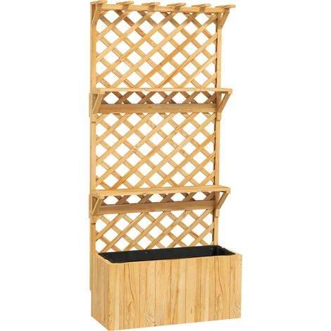 Jardinière avec treillis haut H.177 cm - 2 étagères, support haut - bois (1/5)