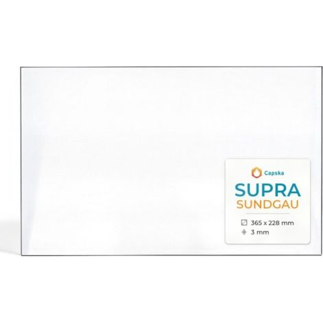 Vitre Supra SUNDGAU - Verre Rectangle pour poêle à bois - 365 x 228 mm (L1 x H1) - 3 mm (1/5)