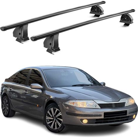 OMAC Stahl Dachträger Querträger Renault Laguna II 2001-2008 – TÜV / DIN 75302:2019 – Abschließbar – Max. 75 kg – 2 Stangen – Schwarz (1/5)