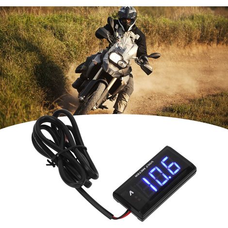 Modifiziertes, ultradünnes Universal-LCD-12V-Voltmeter für Motorräder mit Linkslenkerhalterung, blau (1/5)