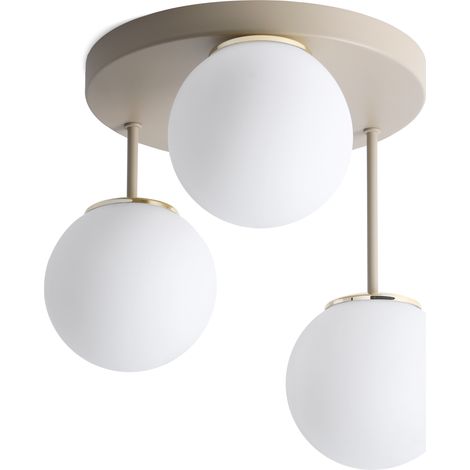 Lámpara de techo Florence color oro cachemir, 3 luces, pantallas blancas, casquillo E14 (1/4)