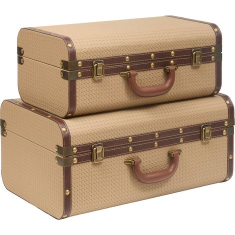 Lot de 2 cantines de rangement rectangulaires Bonie beige - Atmosphera créateur d'intérieur