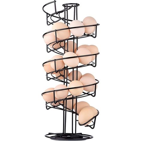 Distributeur Oeuf, Distributeur Oeuf Spirale Rangement Contient Environ 30-36 Oeufs, Support à Oeufs Peut Ranger et Marquer dans l'ordre - Noir