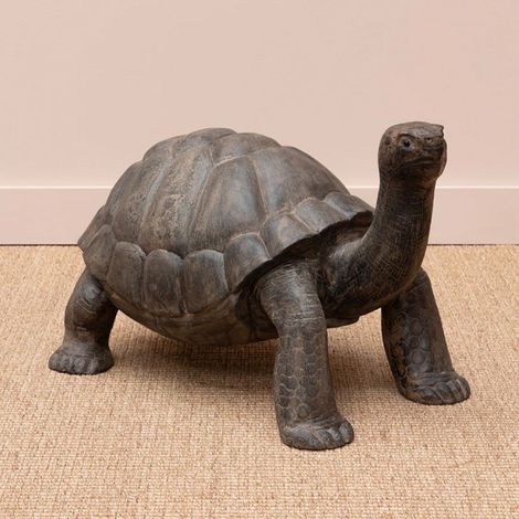 Grande Tortue en Bois Massif marron 50cm