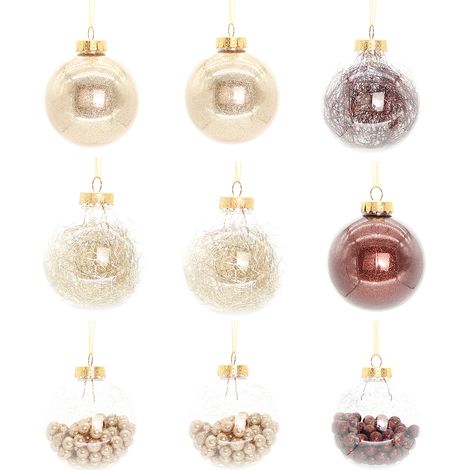 Lot de 9 boules de Noël de 8 cm, décorations à suspendre pour sapin, idéales pour les fêtes de fin d'année à la maison. (1/2)