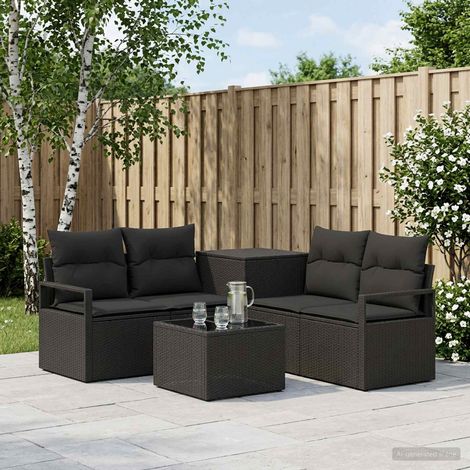 vidaXL Set di divani 6 pz Nero Rattan sintetico e Acciaio (1/5)