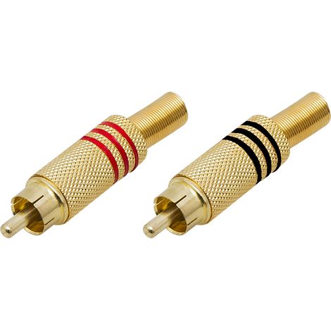 Connettore RCA dritto, placcato oro, T2, a 2 pezzi