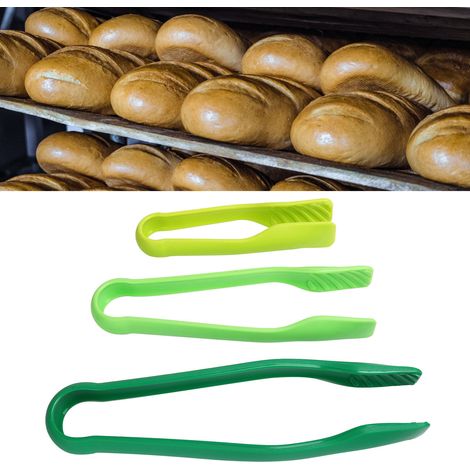 3 pièces Pinces de Cuisine en Plastique Alimentaire PP pour Barbecue, Salade et Grillades - Vert (1/5)