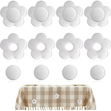 8 Pièces Poids pour Nappe de Table Exterieur Magnétique Poids de Nappe en Acier Inoxydable Attache Nappe de Table pour Exterieur,(Fleur)Pique Nique Fête Jardin Intérieur (1/5)