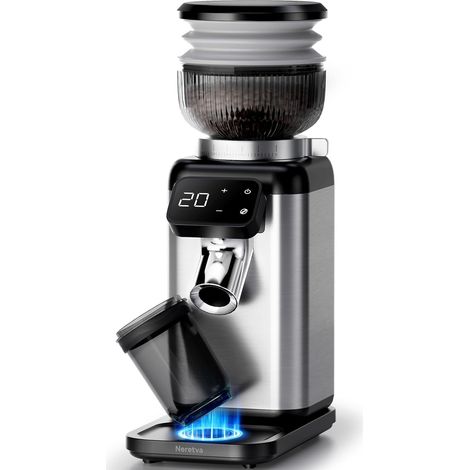 Moulin à Café Électrique, Meules Coniques Inox Mouture Uniforme 40 Réglages, Anti-Statique, Corps Métallique, Bac Magnétique, Réservoir 150 g, Espresso/Moka/Presse Française/Café Filtre (1/5)