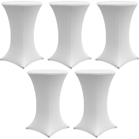 5x Stehtischhusse Stretch 70 cm weiß Tischdecke Husse Bistrotisch Partytisch (1/5)