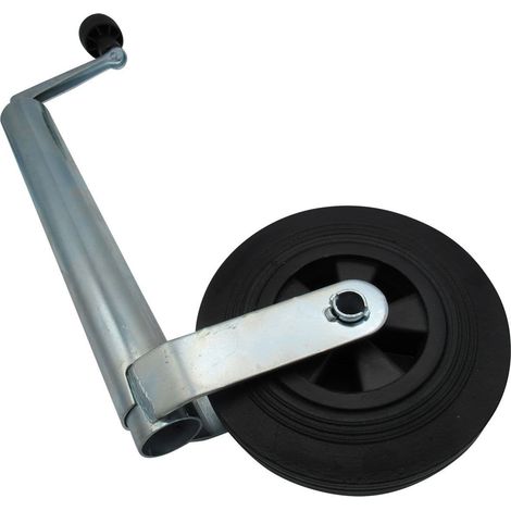Heavy Duty Caravan Jockey Wheel 48MM (Trailer Plastic Rim Wind Up Handle)