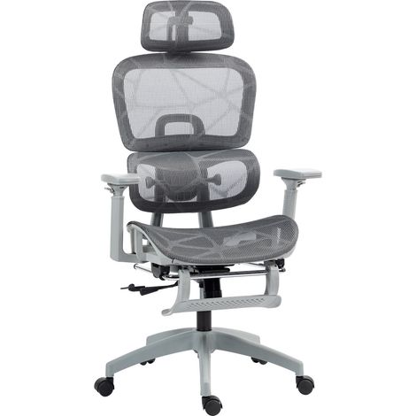 Silla de oficina ergonómica con reposapiés y respaldo reclinable