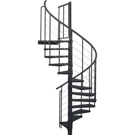 Minka Spindeltreppe Spino Smart 38 - 305,5cm Geschosshöhe Schwarz 160cm Durchmesser
