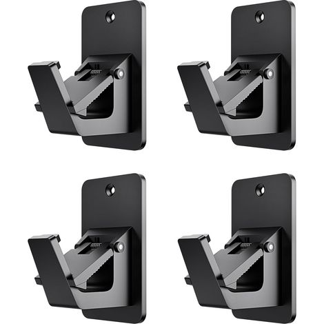 Soporte universal para barra de cortina, no requiere taladrar, gancho sin clavos para baño, dormitorio, sala de estar, cocina (juego de 4, negro) (1/5)