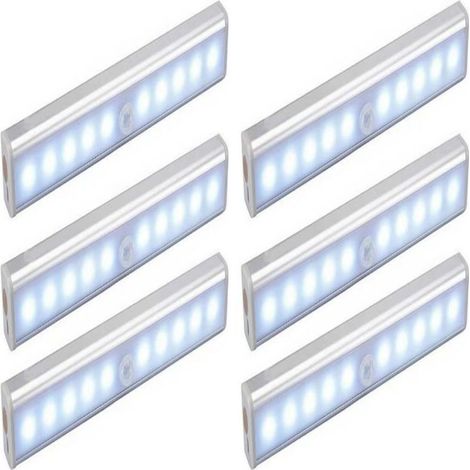 6er-Set LED-Lampen (je 10 LEDs), kabellos, USB-aufladbar, magnetisch, mit Bewegungssensor, 2 Beleuchtungsmodi, tragbar. Ideal als Schrankleuchte, Notleuchte, Nachtlicht für Kinder oder Akzentbeleuchtu