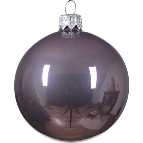 Box Da 4 Palline Di Natale Gioielli Di Vetro Smaltato Colore Lilla Cristallo 10Cm