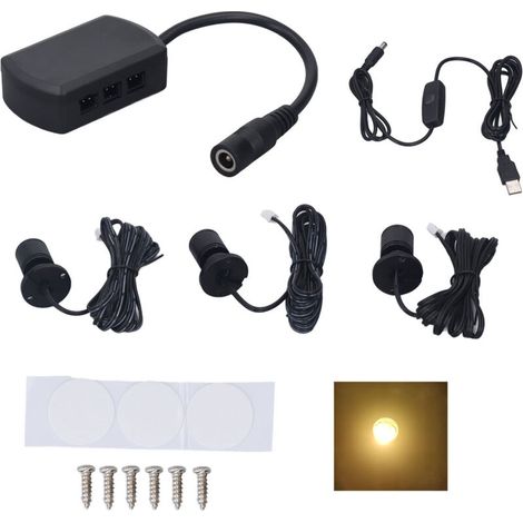 Mini-LED-Spots, 5V USB, dimmbar, für Vitrinen, 1-3 Leuchten, warmweißes Schwarz (1/4)