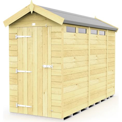 4 x 10 Feet Apex Security Shed - Single Door - Wood - L302 x W118 x H217 cm