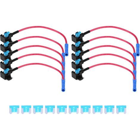 10pcs Add-A-Circuit Porte-fusible Voiture, Ajouter un Robinet de Fusible de Circuit Automobile Ajouter un Porte-fusible de Lame de l'Adaptateur de Fusible de Circuit(Mini) (1/4)