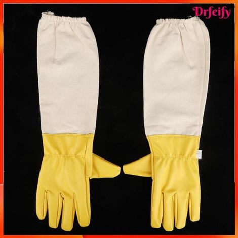 Akozon Gants d'abeille Paire de gants anti-abeilles anti-piqûres d'abeilles outil de manches longues à manchette sport survie (1/5)