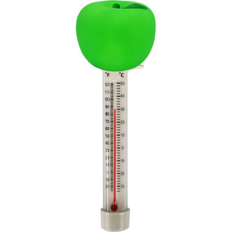 Termómetro flotante para piscina con forma de fruta de dibujos animados de color verde para el baño de la piscina (1/5)