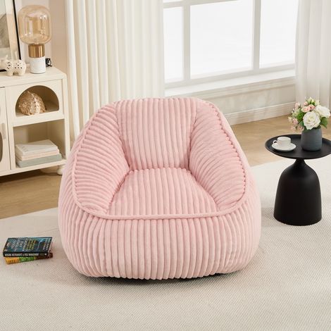 Fauteuil bean bag remplissage mémoire de forme, peluche bulle rayée, moelleux confortable, canapé douillet petit salon cosy, appartement et dortoir (1/5)