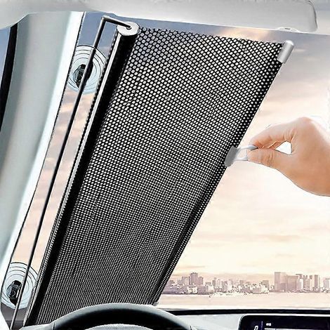 Pare-soleil de voiture enroulable, occultant, à ventouses, noir, 58 x 125 cm (1/5)