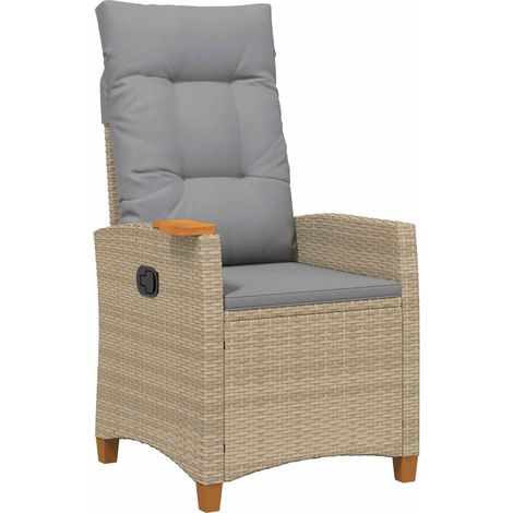 Liegestuhl mit Teeteller 62 x 64 x 112 cm Poly-Rattan vidaXL