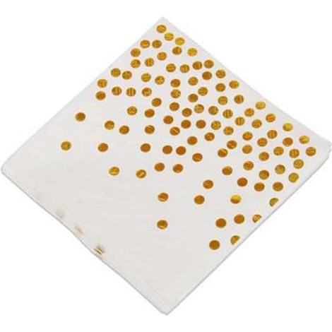 Serviettes En Papier - 3 Plis - Or Et Blanc - Pour Cocktails Mariages Et Fêtes - Lot De 100