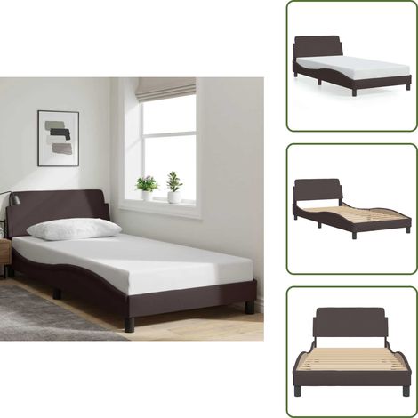 Cadre de lit sans matelas marron foncé 100x200 cm tissu - Cadre De Lit - Lit Double - Lit Design - Literie - Meuble Chambre (1/5)