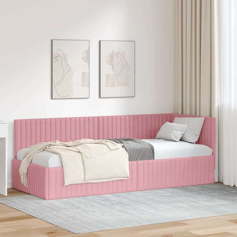 Corner Bed Frame with Headboard Pink 80 x 200 cm Velvet vidaXL