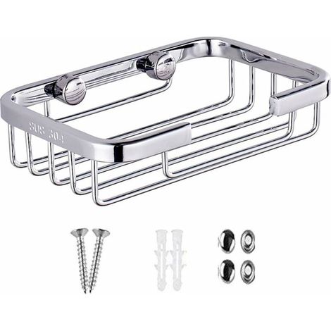Porte-Savon - Acier Inoxydable 304 - Plateau Récupérateur D'Eau - Support Éponge Intégré - Pour Salle De Bain Et Cuisine - 1 Pièce (1/5)