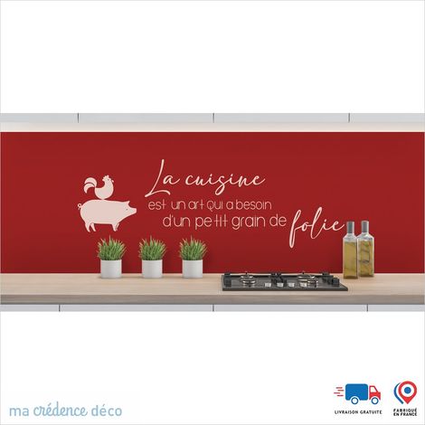 Crédence : La cuisine est un art 4 - Couleur Rouge carmin - Alu composite - 120 - 60 (1/3)