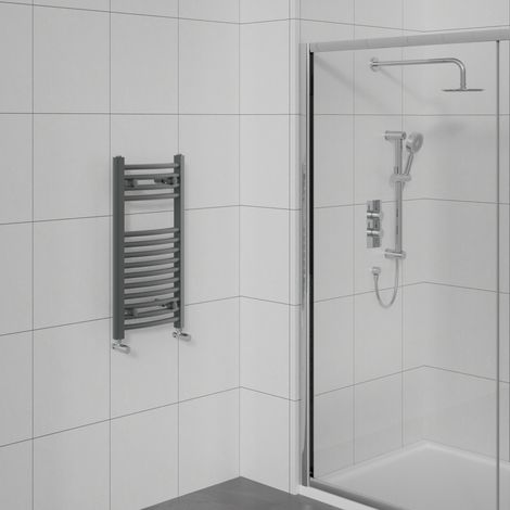 Curved Heated Towel Warmer Bathroom Radiator Anthracite 700x400mm (1/5)