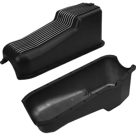Carter d'huile en aluminium moulé haute résistance 4 litres, carter de moteur à ailettes noires pour 2 pièces arrière principale 283 302 305 327 350 1958-1979 (1/5)