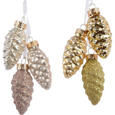 Palline per albero di Natale, coni decorativi, 3 pezzi, 6 cm