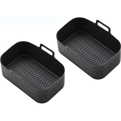 Lot de 2 plateaux pour friteuse à air, silicone, noir (1/5)