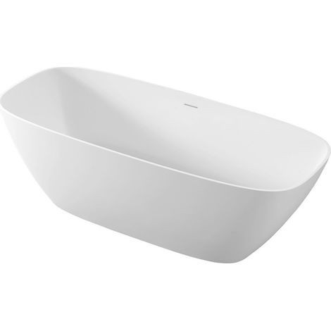 MEDINA Baignoire îlot 165x70x52cm, solid surface, blanc mat (1/4)